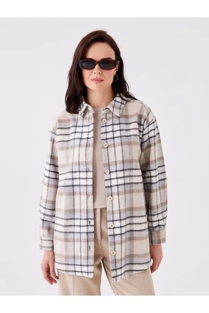 LC Waikiki Plaid Dámská košilová bunda s dlouhým rukávem