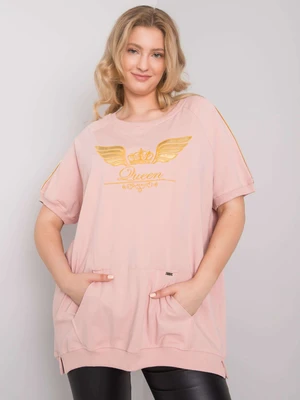 Prachově růžová dámská bavlněná halenka oversized