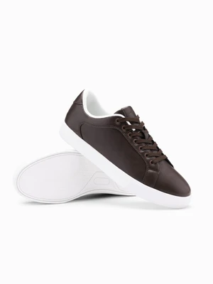 Ombre Men's classic sneaker shoes with high sole - dark brown