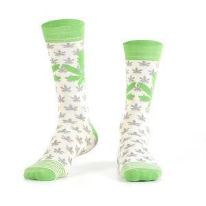 Men's cream socks with a leaf