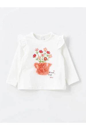 LC Waikiki LCW baby Crew Neck Long Sleeve Floral Baby Girl T-Shirt