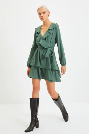 Trendyol Green Belted Woven Woven Dress