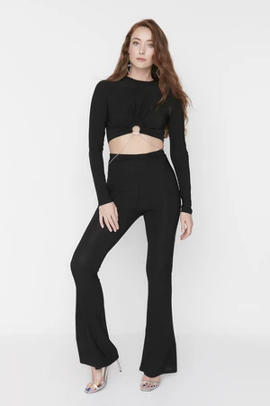 Trendyol Black Knitted Jumpsuit with Chain Detail on the Waist