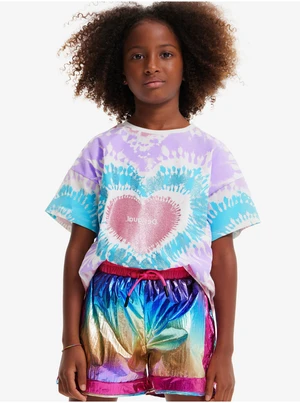 White and purple girly batik T-shirt Desigual Hippie - Girls