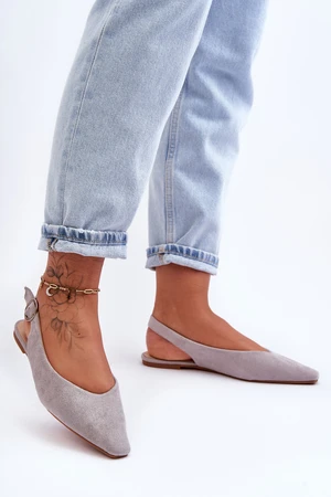 Women's suede ballerinas gray Kenra