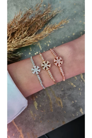 Polo Air Adjustable Zircon Stones Women's Snowflake Bracelet Combined Copper Silver Yellow Color