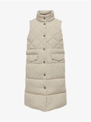 Beige girls' quilted vest ONLY New Stacy - Girls