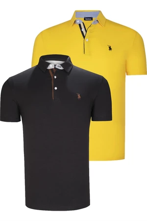 DUAL SET T8582 DEWBERRY MENS T-SHIRT-BLACK-YELLOW