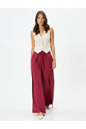 Koton Wide Leg Trousers Fabric High Waist Tie Detail