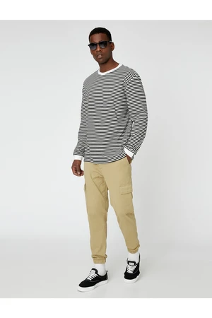 Koton Basic Cargo Pants with Lace-Up Waist