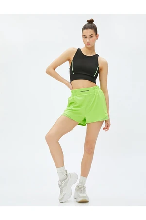 Koton Short Sport Shorts with Elastic Printed Waist.