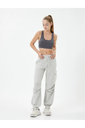 Koton Jogger Sweatpants with Cargo Pocket High Waist Relaxed Cut Tie-up