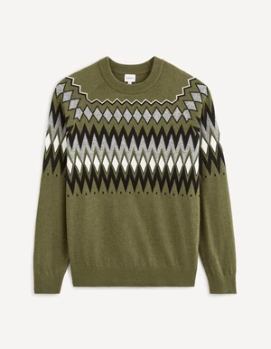 Khaki Men's Patterned Sweater Celio Veryfair