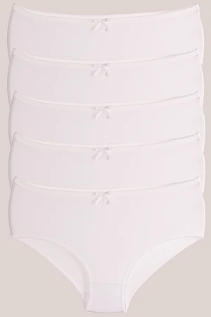 armonika Women's White Cotton Lycra High Waist Bato Panties 5 Pack