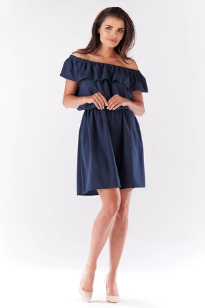 Awama Woman's Dress A185 Navy Blue