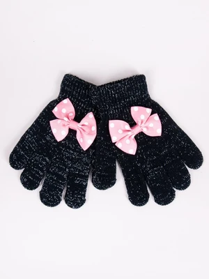 Yoclub Kids's Girls' Five-Finger Gloves With Bow RED-0070G-AA50-009