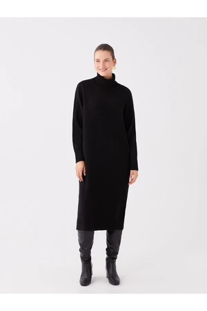 LC Waikiki Women's Turtleneck Straight Long Sleeve Oversized Knitwear Dress