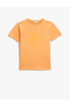 Koton oranžové tričko Palmie s krátkým rukávem pro muže.