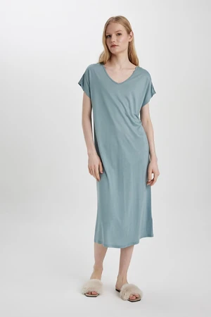 DEFACTO Fall In Love Regular Fit V Neck Viscose Nightgown