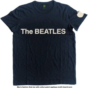 The Beatles Tricou Logo & Apple App Slub Unisex Albastru Navy S