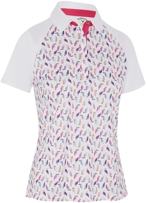 Callaway Birdie/Eagle Printed Short Sleeve Womens Alb strălucitor XL Tricou polo