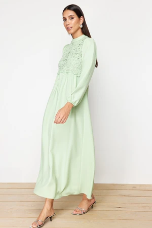 Trendyol Green Guipure/Scallop Detailed Woven Dress