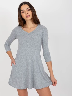 Basic gray flared mini dress