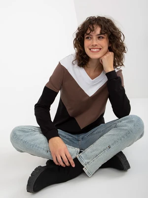 Basic black and white cotton sweatshirt with neckline