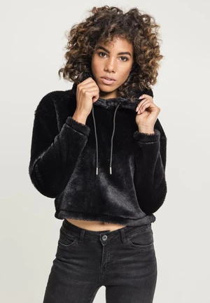 Women's Oversize Short Teddy Hoody Black