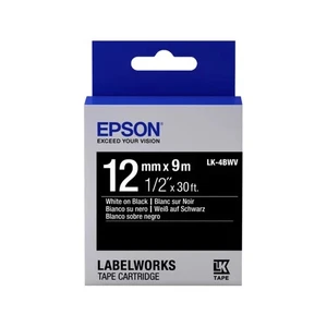 Epson LabelWorks LK-4BWV C53S654009 12mm x 9m, biela tlač / čierny podklad, originálna páska