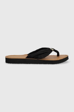 Žabky Tommy Hilfiger TH ELEVATED BEACH SANDAL dámské, černá barva, na plochém podpatku, FW0FW06985