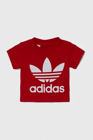 Bavlněné dětské tričko adidas Originals červená barva, s potiskem