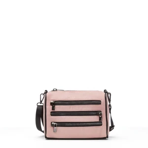 Small Fashion Big Star Handbag with Decorative Zippers - Pink