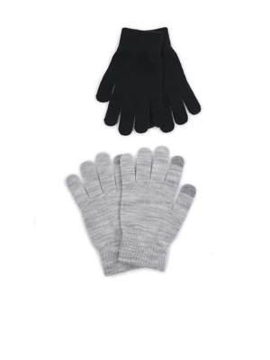Set of two pairs of women's gloves in black and light gray ORSAY