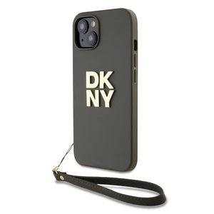 Zaní kryt DKNY PU Leather Stack Logo Wrist Strap pro Apple iPhone 13, zelená