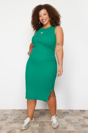 Trendyol Curve Green Embroidery Detailed Camisole Midi Knitted Plus Size