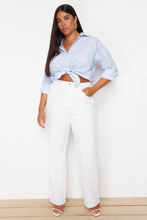 Trendyol Curve White High Waist Straight Leg Plus Size Jeans