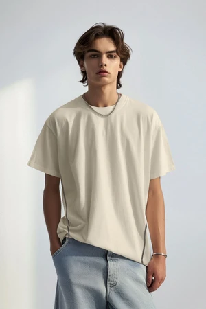 Trendyol Stone Oversize/Wide Cut More Sustainable Contrast Piping 100% Organic Cotton T-shirt