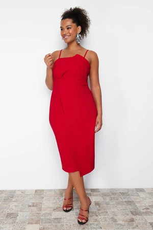 Trendyol Curve Red Adjustable Straps Bodycon Midi/Mid Length Woven Plus Size Dress