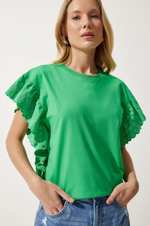 Happiness İstanbul Women's Green Scalloped Knitted Blouse