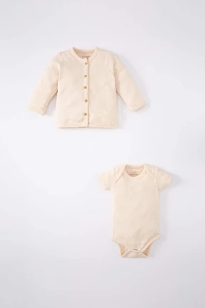 DEFACTO Baby Girl Cotton Cardigan Snap Body 2 Piece Set