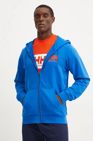 Bavlněná mikina Helly Hansen HH LOGO pánská, modrá barva, s kapucí, s potiskem, 30393