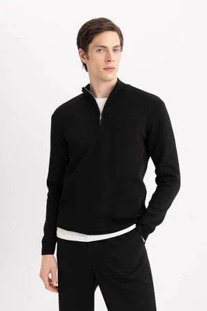 DEFACTO Standard Fit Stand Collar Zipper Sweater