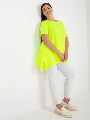 Fluo yellow smooth viscose blouse of larger size