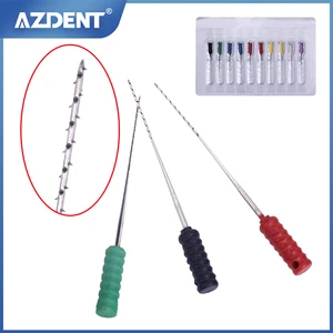 10Pcs/Pack AZDENT 25mm Dental Root Canal Files Cleaning Needle Square Broaches Barbed Broaches for Root Cleaning