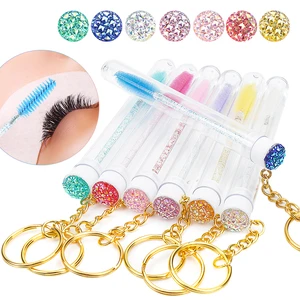 5/10 PCS Reusable key Ring Tube Disposable Eyelash Eyebrow Brush Replaceable Dust-proof Sparkling Broken Diamond Makeup Burshes