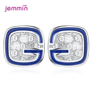 New Fashion Personality Letter G Pattern Design Sparking Genuine 925 Sterling Silver Stud Earring Women Girls Best Gift