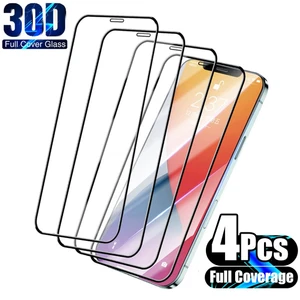 4PCS Full Cover Tempered Glass for iPhone 11 Pro Max 13 12 mini 15 14 Plus Screen Protector for iPhone 7 8Plus X XR XS Max glass