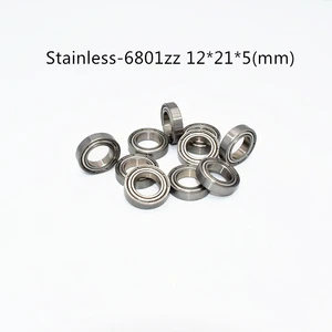 S6801ZZ Bearing 12*21*5 mm ( 10PCS ) ABEC-5 Stainless Steel Ball Bearings metal sealed S6801Z S6801 Z ZZ