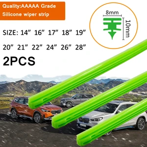 2PCS Car Wiper Blade Windscreen green silica gel Replacement Strip 8MM 14"16"17"18"19"20"21"22"24"26"28" Auto Accessories